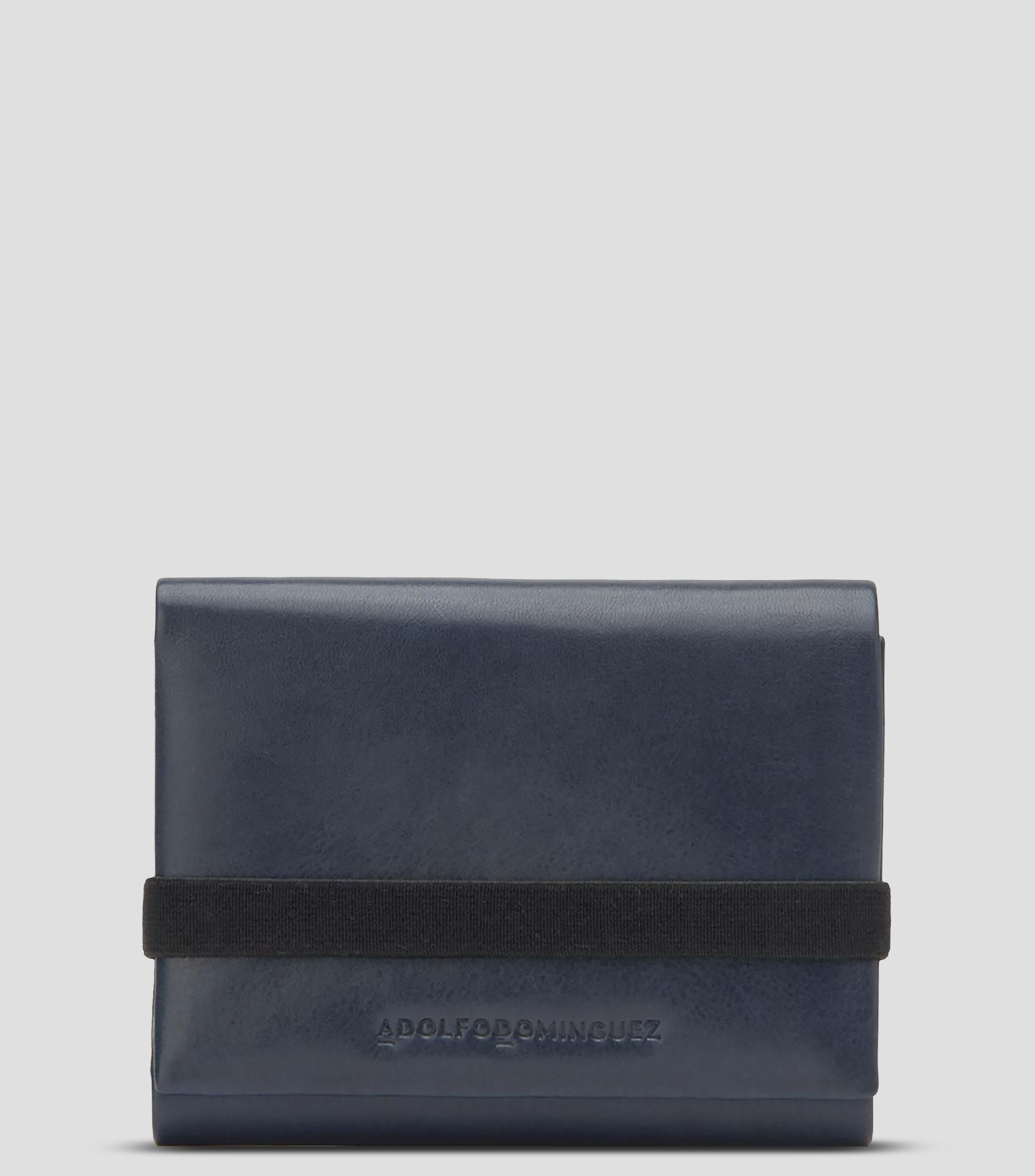 Cartera trifold en piel lisa con detalle texturizado Hombre